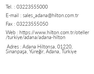 Adana Hiltonsa iletiim bilgileri